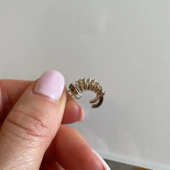 Genuine 925 Sterling Silver “C” Shaped Earrings - Picture 7 of 9